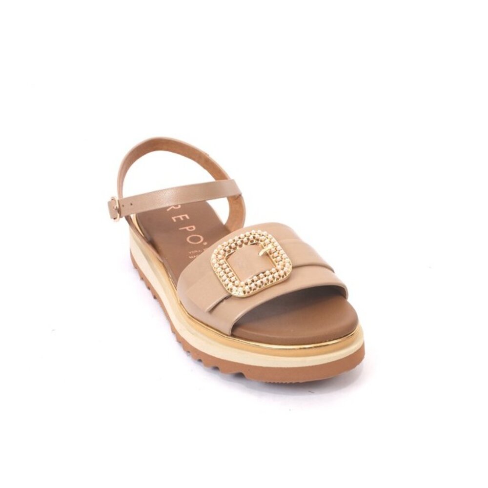 PHIL GATIÈR by REPO 60272 Beige Leather Slingbacks Platform Sandals
